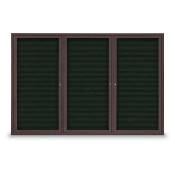 30"x36" 1-Door Enclosed Outdoor Letterboard, Green Felt/Bronze Alum